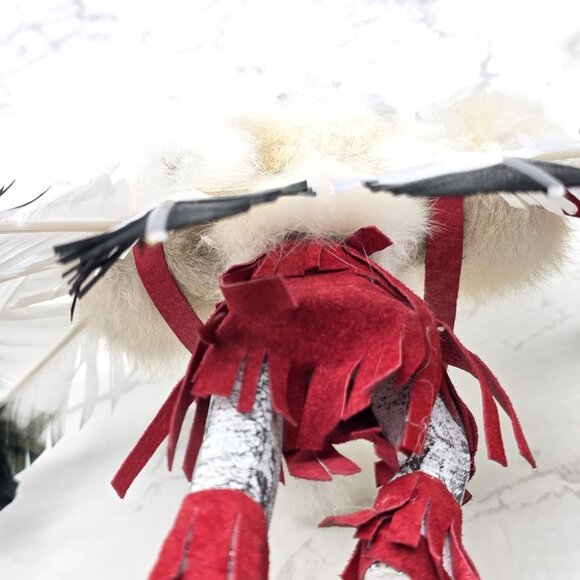 Native American Kachina Doll Eagle Handmade Feather Fur Wood Southwestern Art - Picture 9 of 11
